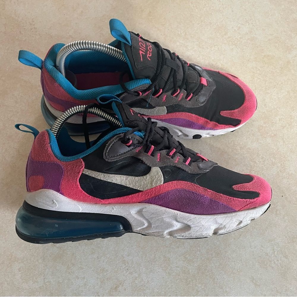 Girls Nike Air Max 270 React suede shoes size 6Y 6 Y pink blue youth